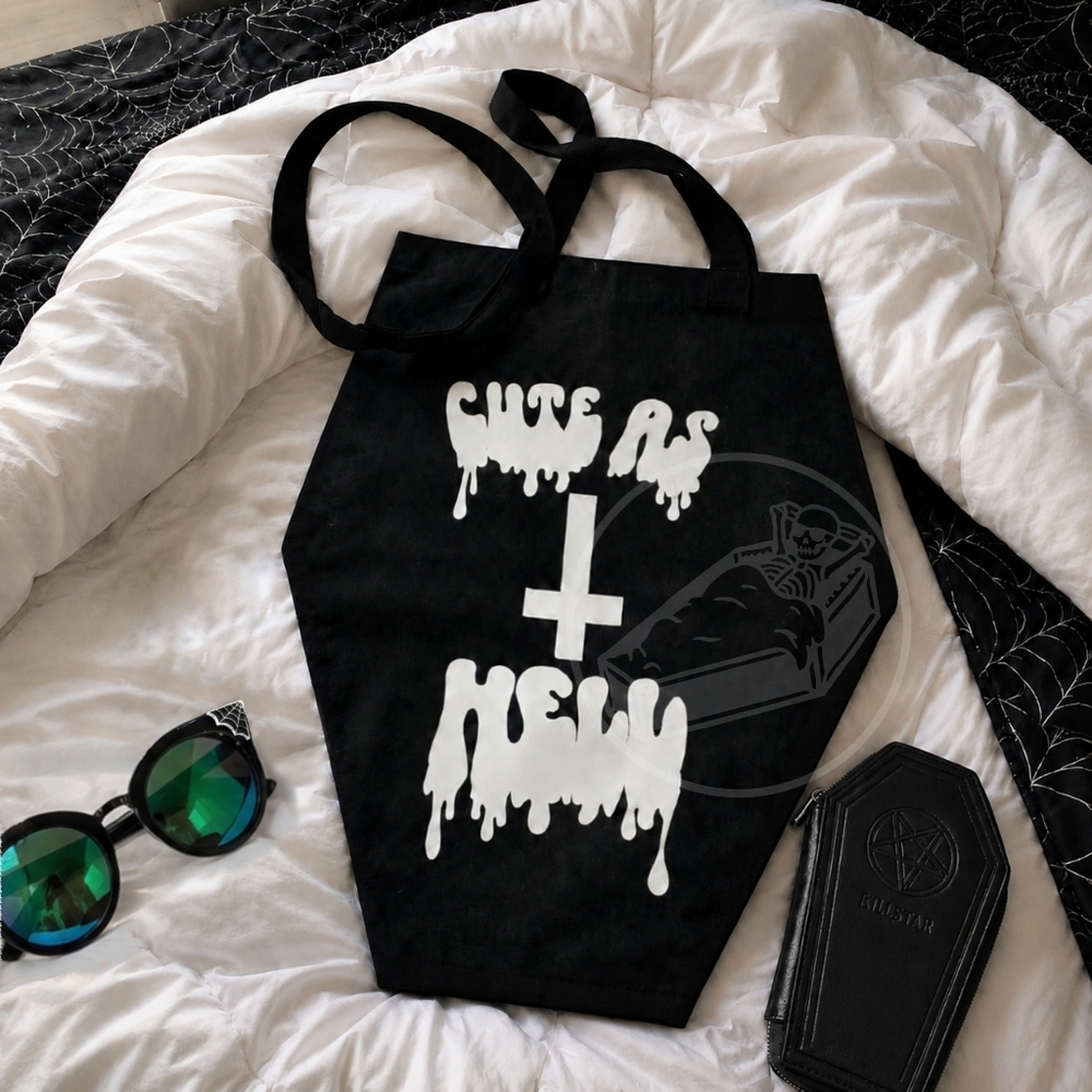 Handmade Coffin Tote Bag Customizable Black OOAK Use Bundles Msging 2 Customize